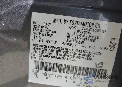 2022 Ford Edge Titanium from USA, damaged, VIN 2FMPK4K93NBA45429